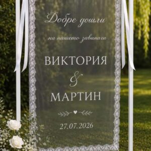Alternative view of Персонализирано приветствено табло от тюл